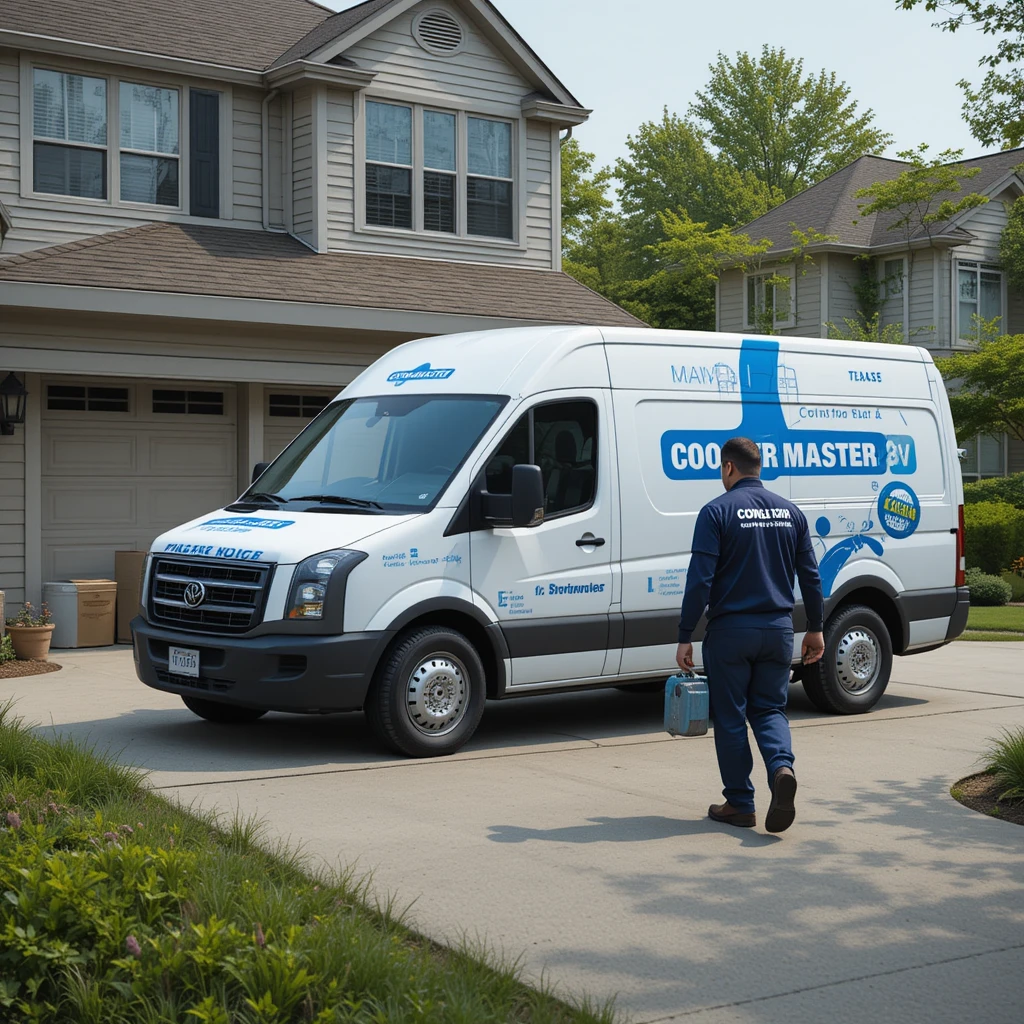 a man walking past a white van with our logo of the website