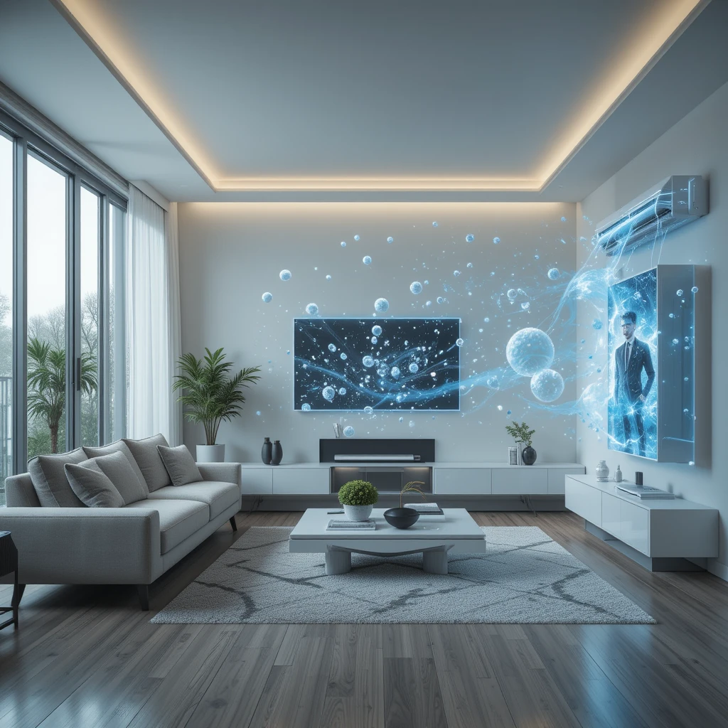 a room with a television and a couch, with the ac filter just clean